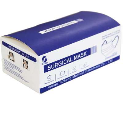 Disposable medical surgical isolation 3 ply non-woven face mask with earloop